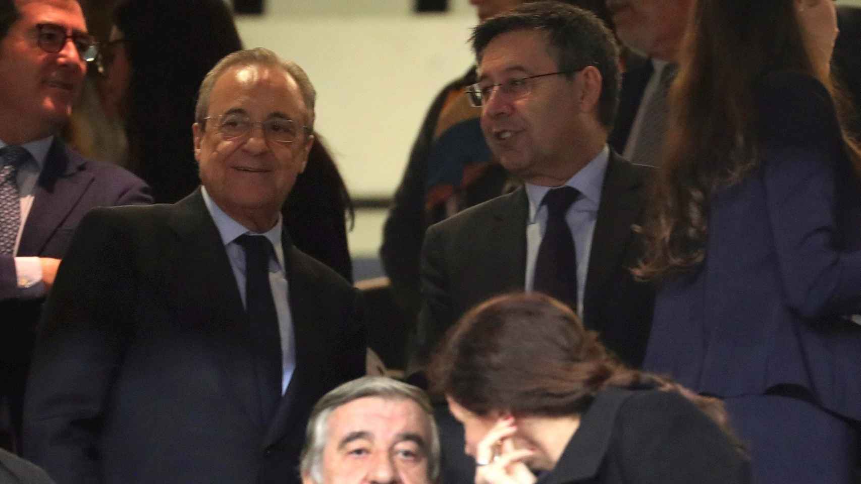 Bartomeu con Florentino Pérez en el Santiago Bernabéu EFE
