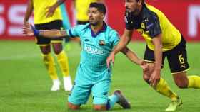 Luis Suárez lamentando una ocasión contra el Borussia / EFE