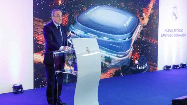 Florentino Pérez en la presentación de la reforma del Santiago Bernabéu / EFE