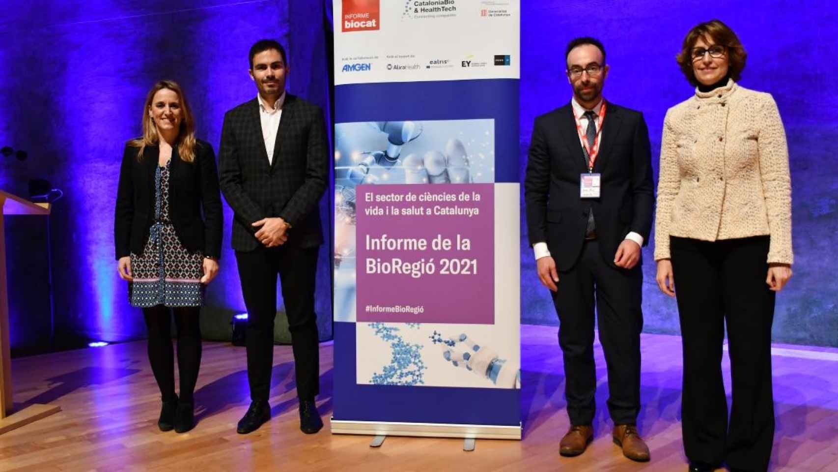 De izquierda a derecha: Natàlia Mas (ACCIÓ), Robert Fabregat (Biocat), Jaume Amat (CataloniaBio&HealthTech) y Silvia Ondateg / CEDIDA