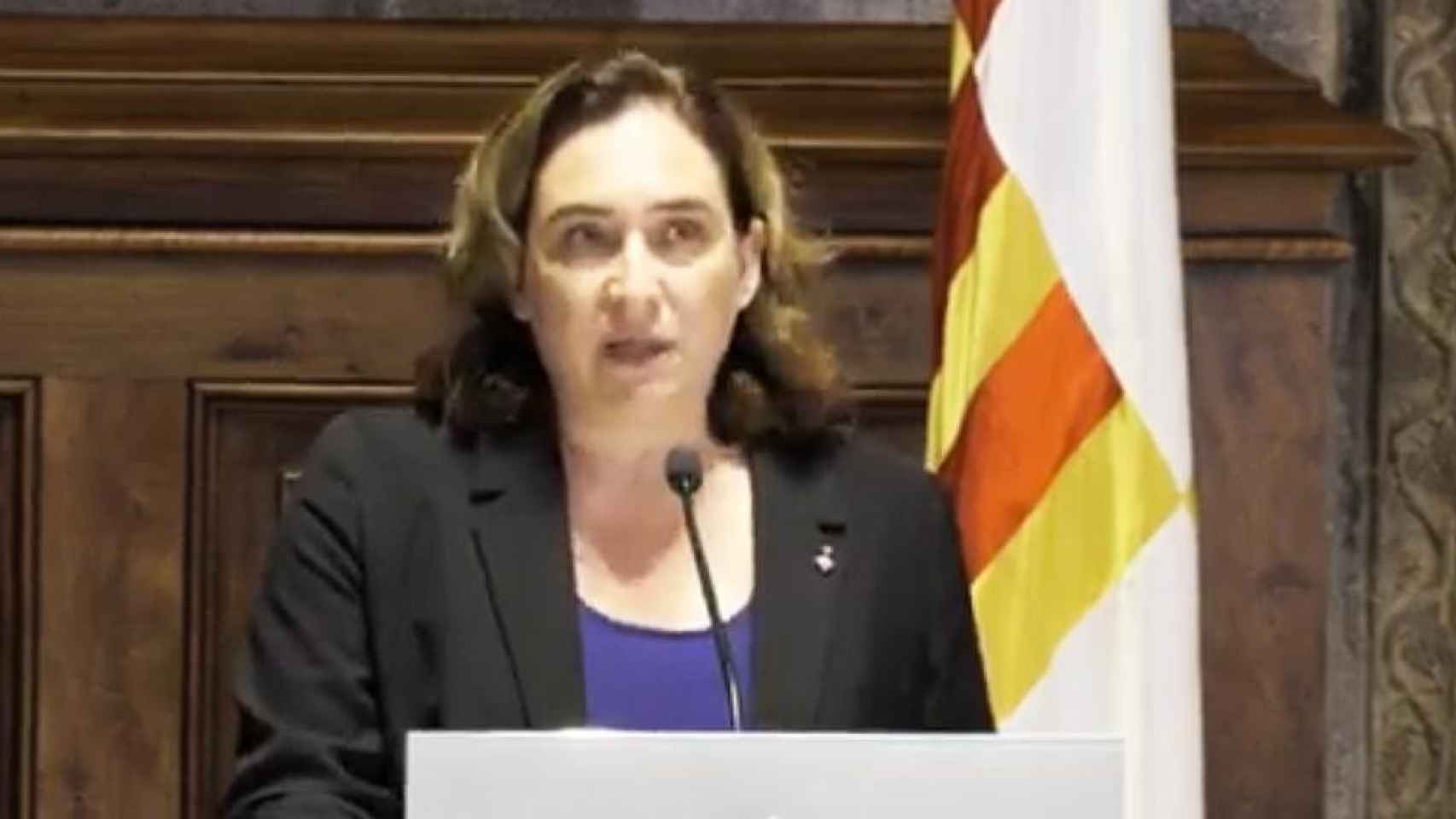 Ada Colau, alcaldesa de Barcelona, en la comparecencia pública tras conocerse la sentencia del 'procés' / CG