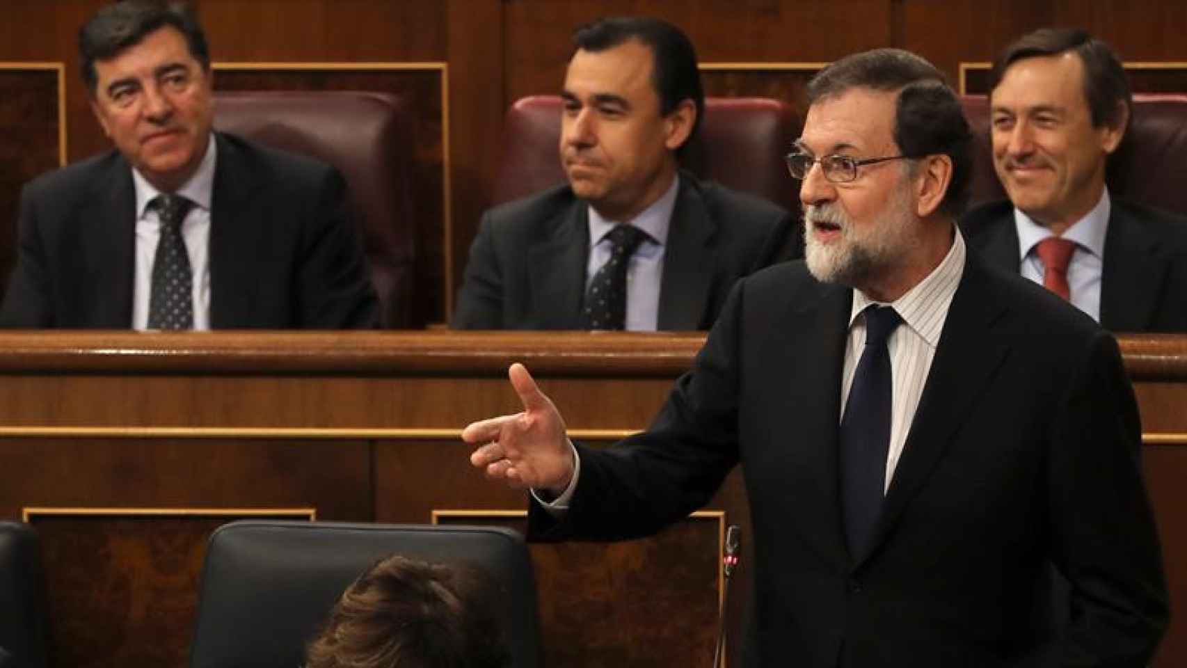 El jefe del Ejecutivo, Mariano Rajoy , durante su intervención en la sesión de control al Gobierno en el Congreso de los Diputados / EFE