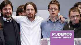 Pablo Mayoral, Pablo Iglesias, Íñigo Errejón y Juan Carlos Monedero de Podemos / EFE