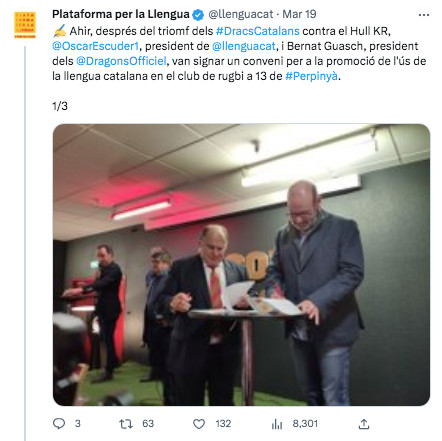 Plataforma per la Llengua anuncia un acuerdo con Dragons Catalans / TWITTER