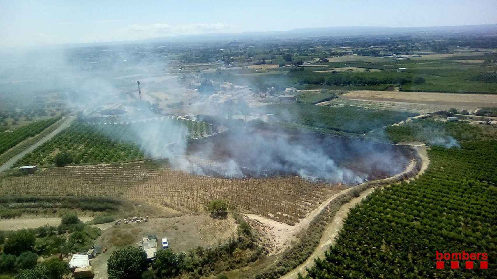 Vegetación en llamas en Alpicat, uno de los incendios en Cataluña en los últimos días / BOMBERS