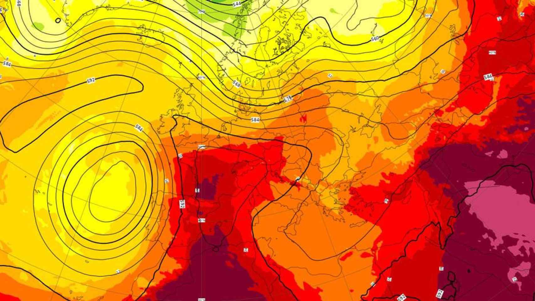 Mapa de la especialmente adversa ola de calor que azotará Europa esta semana