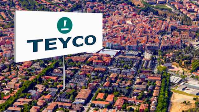 Vista aérea de Sant Cugat con cartel de Teyco / FOTOMONTAJE DE CG