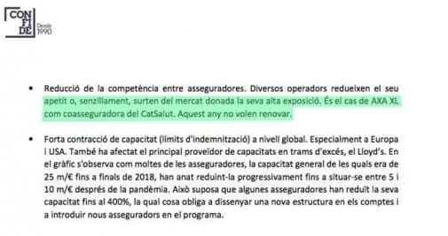El informe del CatSalut que da cuenta de la 'fuga' de Axa / CG