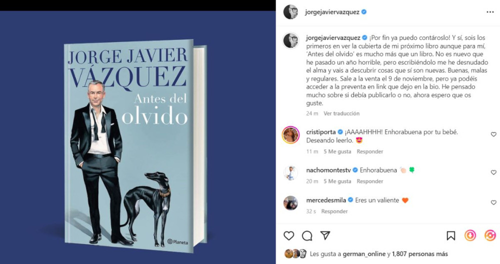Publicación de Jorge Javier Vázquez en Instagram / @jorgejaviervazquez
