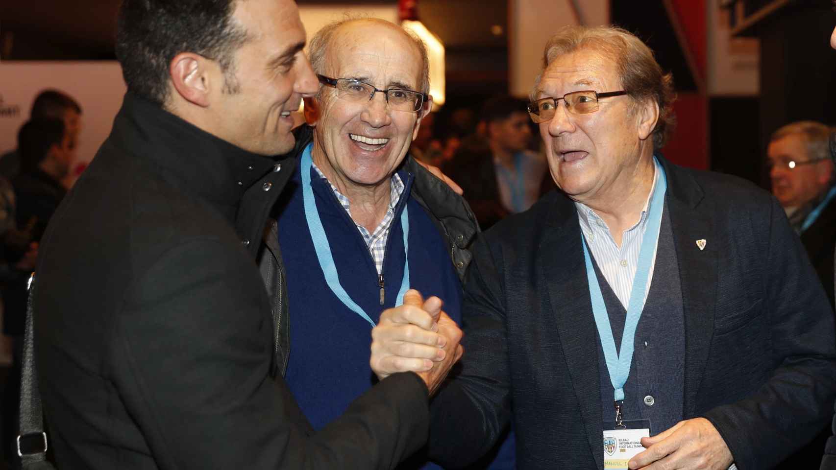 Scaloni (a la izquierda) junto a Jabo Irureta y Manolo Delgado / EFE