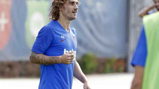 Una foto de Antoine Griezmann durante un entrenamiento del Barça / FCB