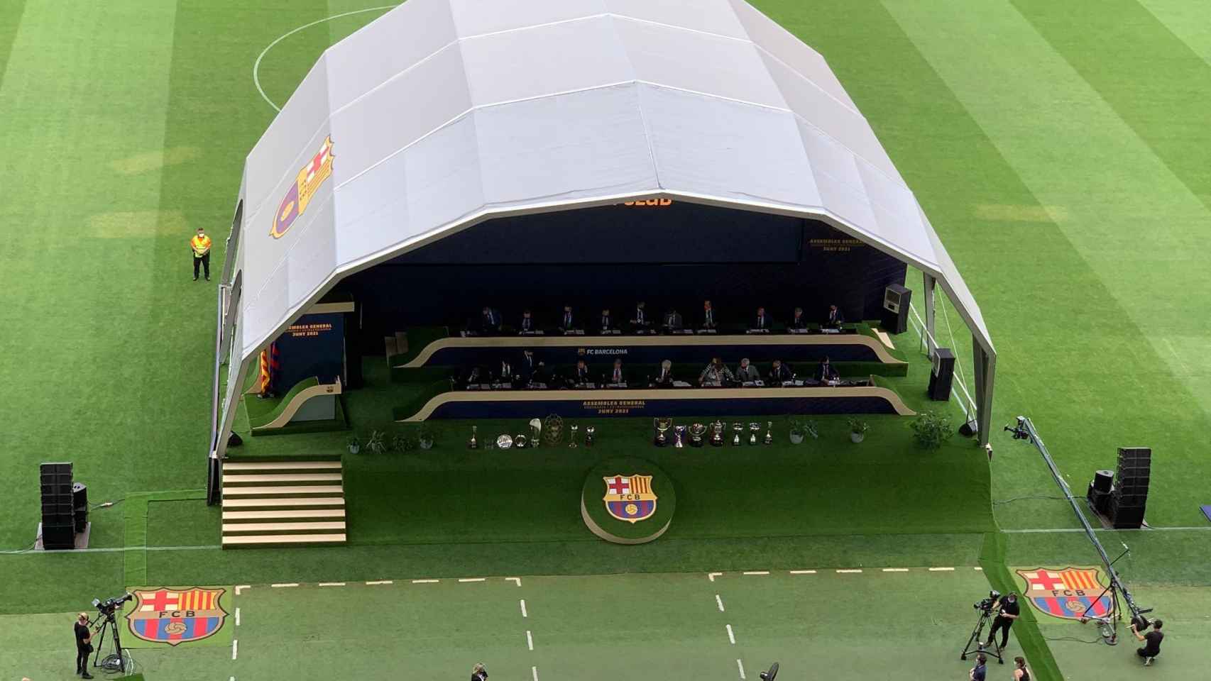 La asamblea de socios compromisarios del Barça se celebra por primera vez en el Camp Nou con Laporta / CULEMANIA
