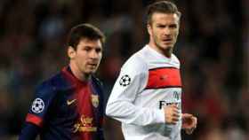 Leo Messi y David Beckham en un Barça-PSG / EFE