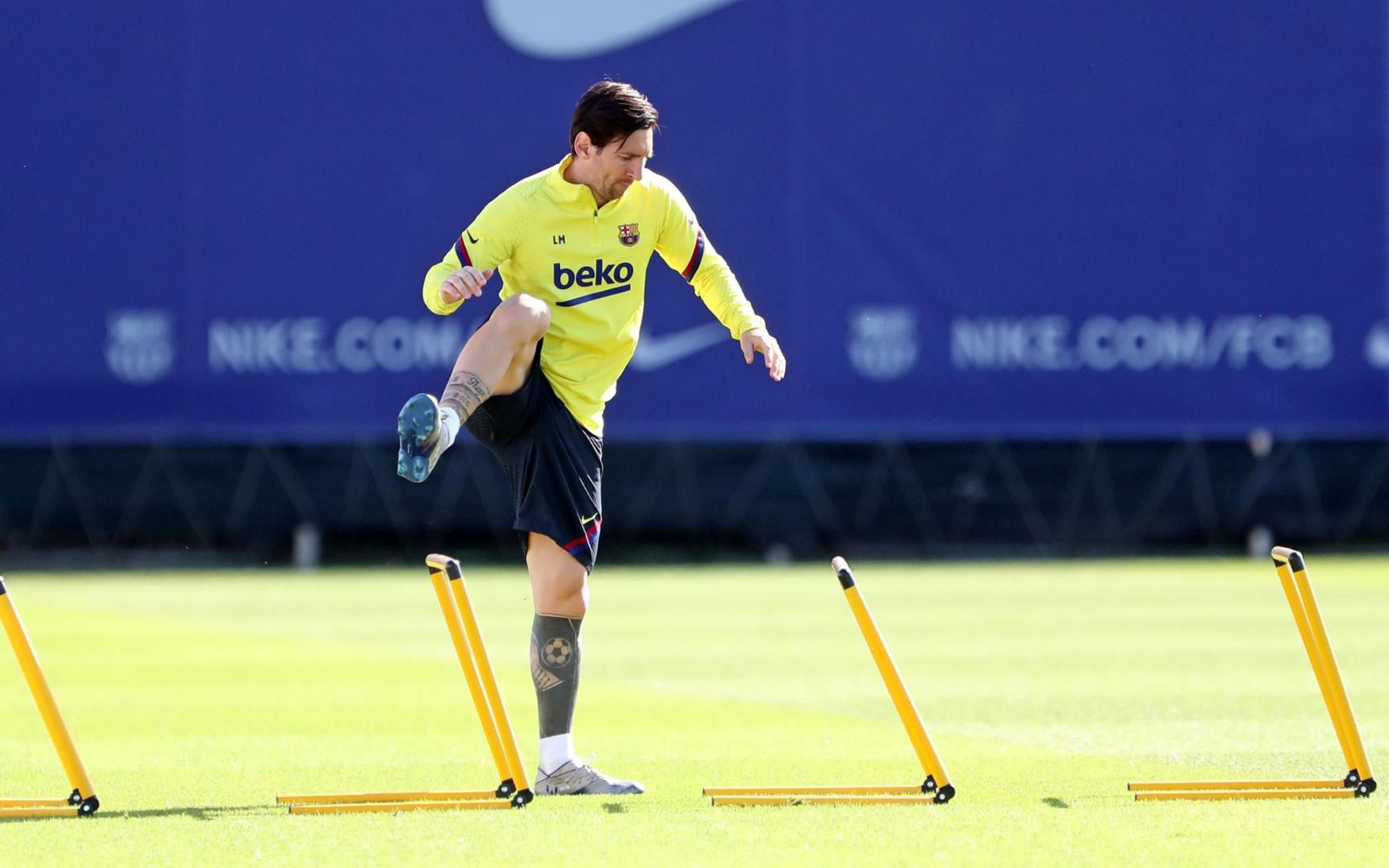 Messi, entrenando de forma individual en las instalaciones del Barça| FCB