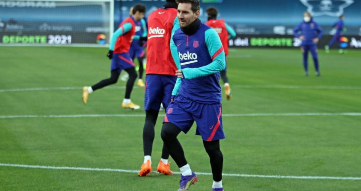 Leo Messi se ha entrenado en La Cartuja con el grupo antes de la final / FC BARCELONA