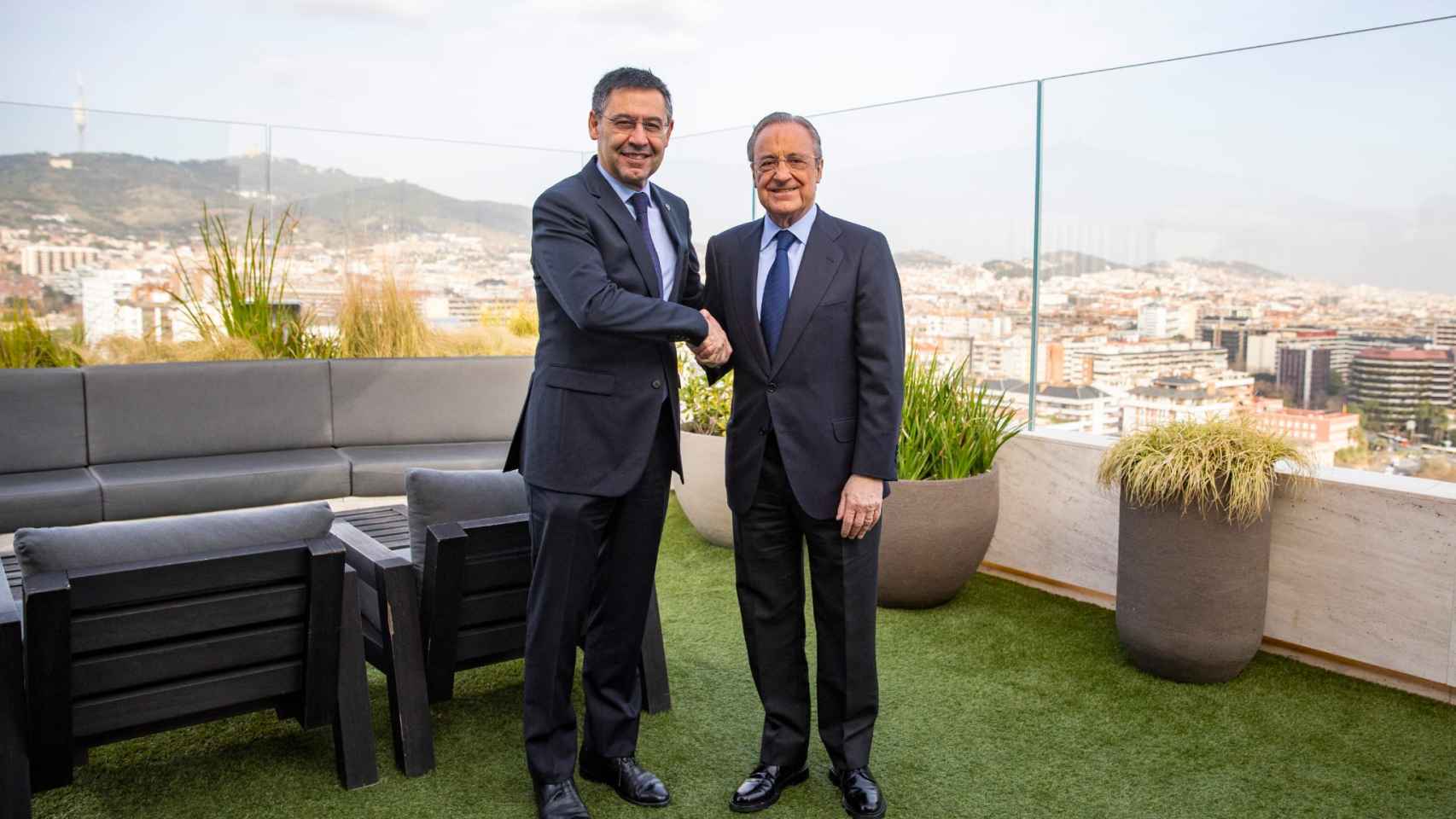 Josep Maria Bartomeu y Florentino Pérez en la comida de directivas FCB