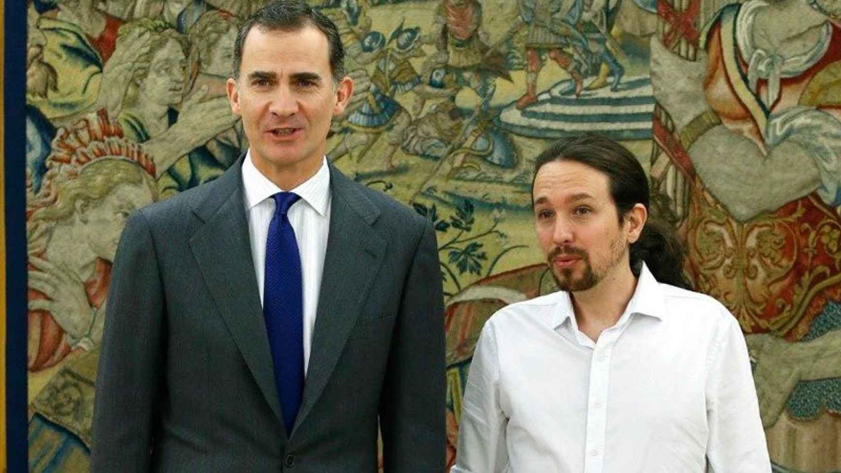 El Rey y Pablo Iglesias en una audiencia del jefe del Estado.