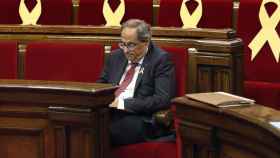 El presidente de la Generalitat, Quim Torra, en su escaño parlamentario / EFE
