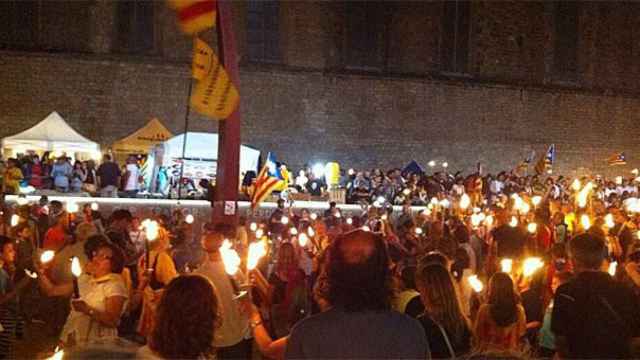 El Fossar de les Moreres durante un acto independentista