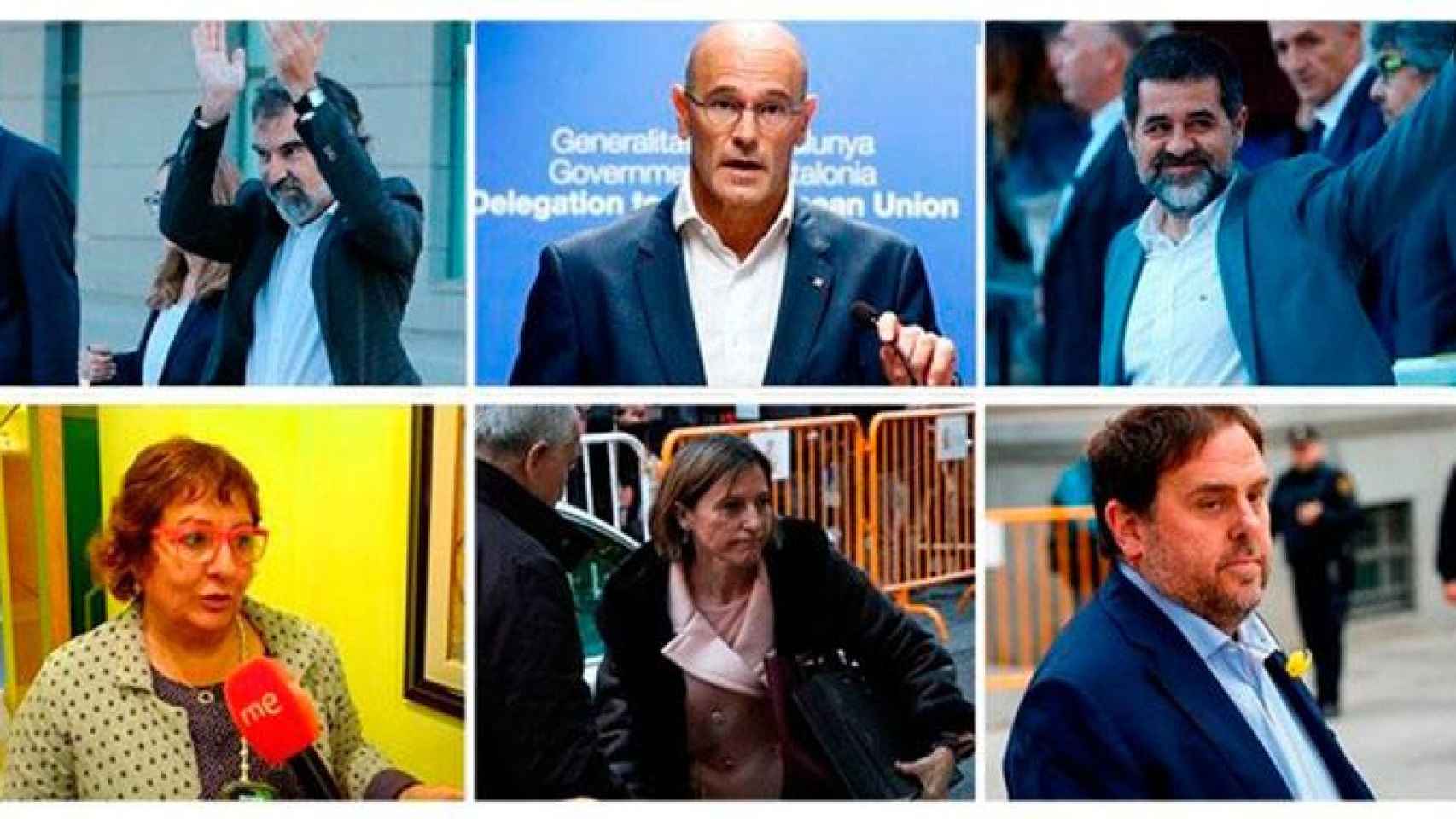 Los independentistas Cuixart, Romeva, Sànchez, Bassa, Conesa y Junqueras, presos por organizar el intento de secesión unilateral / EUROPA PRESS