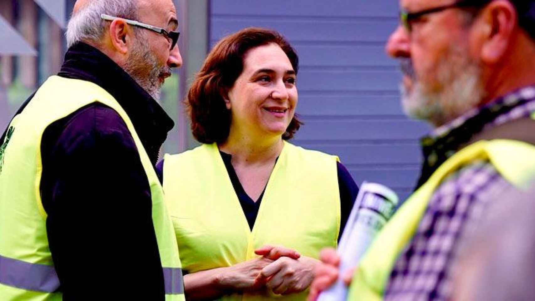 Ada Colau, alcaldesa de Barcelona, en un acto para reivindicar la unión de los tranvías de la ciudad / AJ BCN