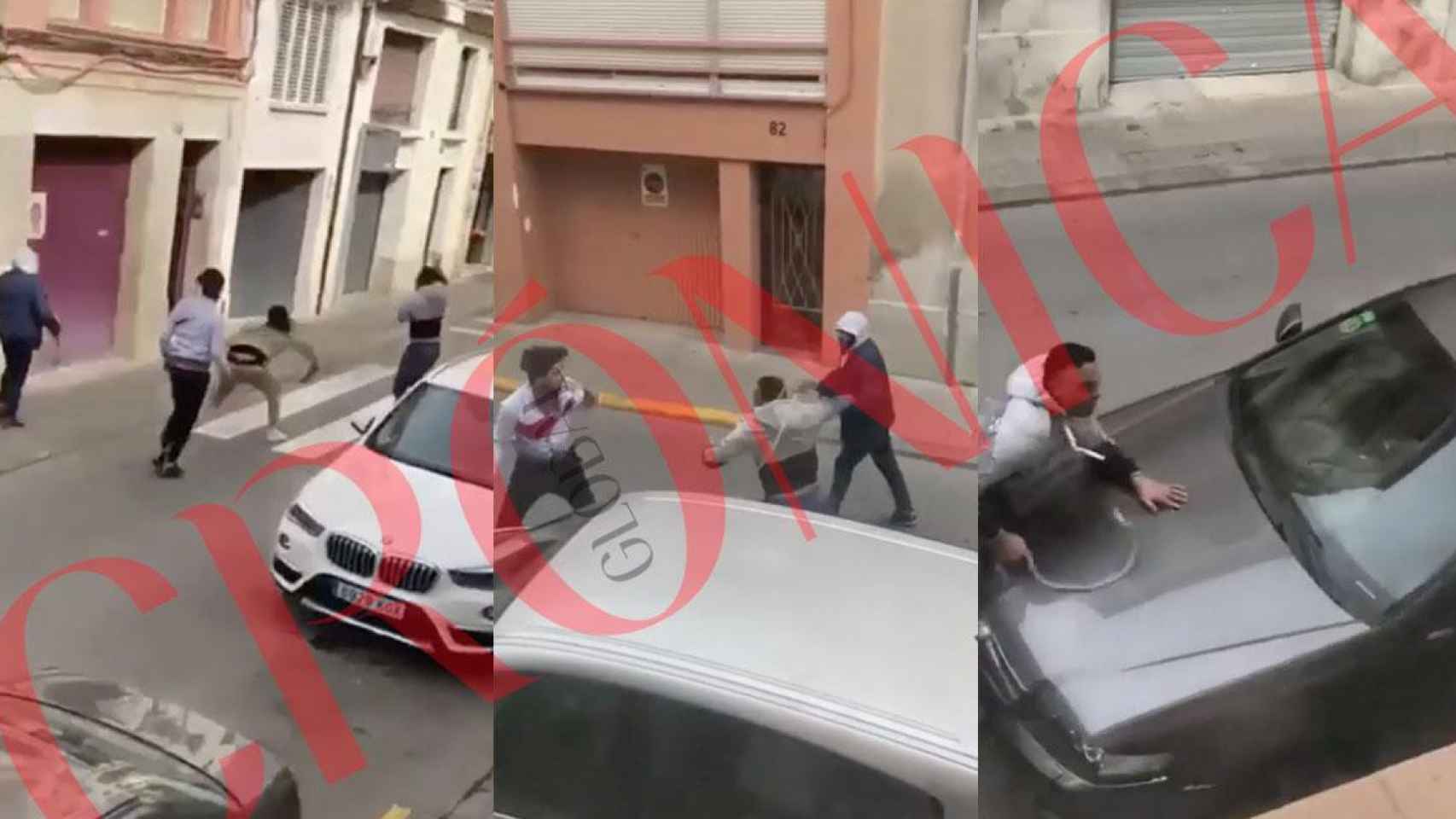 Tres imágenes de la pelea ante un narcopiso en Vilafranca / PC