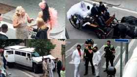 Cuatro instantes de la boda en la calle en Sant Adrià de Besòs el domingo, en plena pandemia / CG