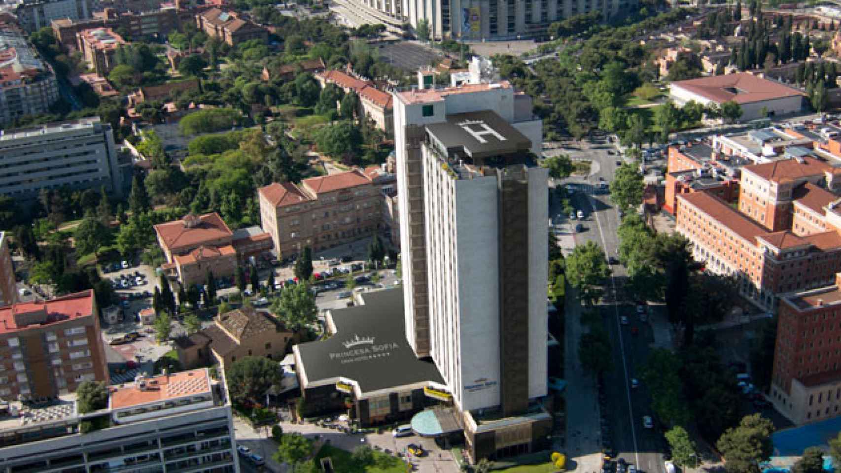 Vista aérea del hotel Princesa Sofía de Barcelona / CG