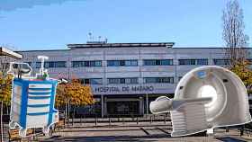 El edificio del Hospital de Mataró junto a instrumental clínico y diagnóstico. / FOTOMONTAJE CG