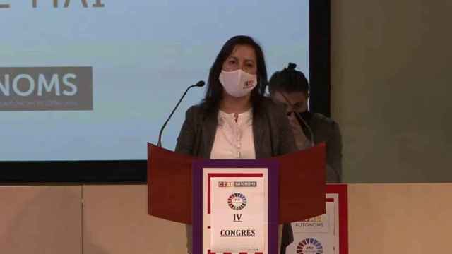 Sandra Zapatero, expresidenta de CTAC-UGT en el cuarto congreso de la entidad en febrero de 2021 / UGT
