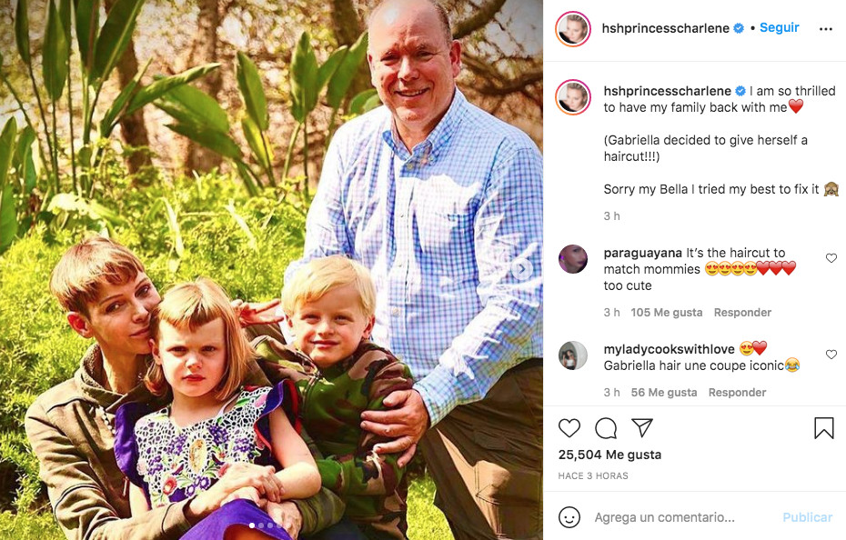 Publicación de la princesa Charlene de Mónaco en Instagram / @hshprincesscharlene