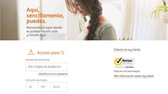 Imagen de la web falsa por la que se realiza la estafa de 'phishing'/ ING