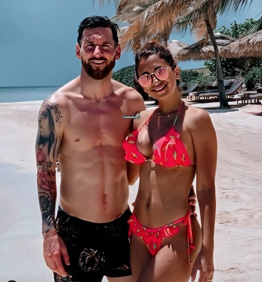 Antonella y Messi en el Caribe