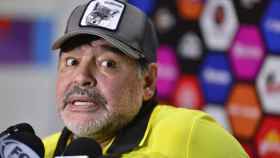 Maradona, entrenador del Dorados de Sinaloa mexicano, en sala de prensa / EFE