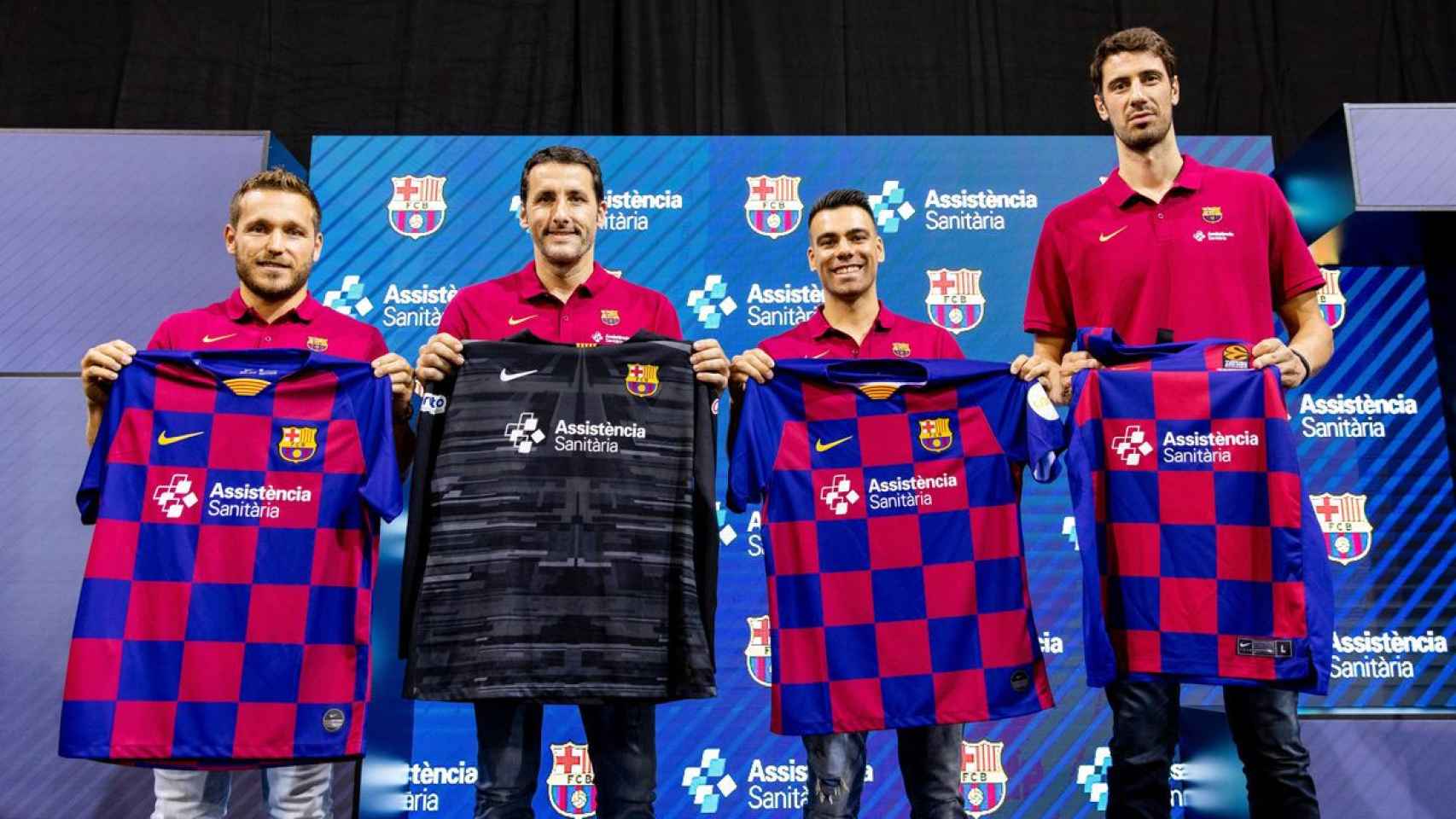 Los capitanes de las secciones profesionales del Barça en el acto de presentación de Assistència Sanitària / FCB