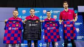 Los capitanes de las secciones profesionales del Barça en el acto de presentación de Assistència Sanitària / FCB