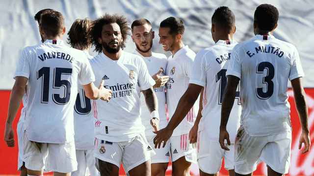 Los jugadores del Real Madrid, celebrando un gol contra el Huesca | EFE