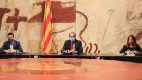 Pere Aragonès, Quim Torra y Meritxell Budó, en una reunión del Gobierno catalán / @govern (TWITTER)