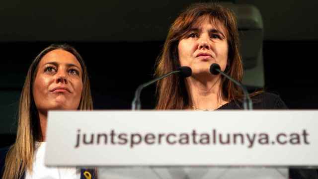 Las candidatas del partido de Puigdemont, (JxCat), Laura Borràs y Miriam Nogueras / EFE