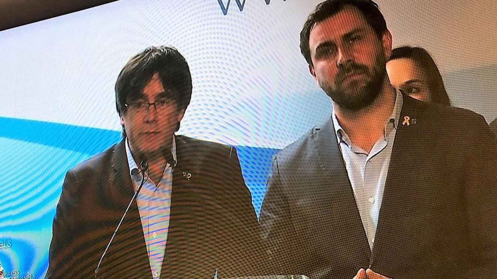 Carles Puigdemont y Toni Comín (JxCat) en videoconferencia / EP