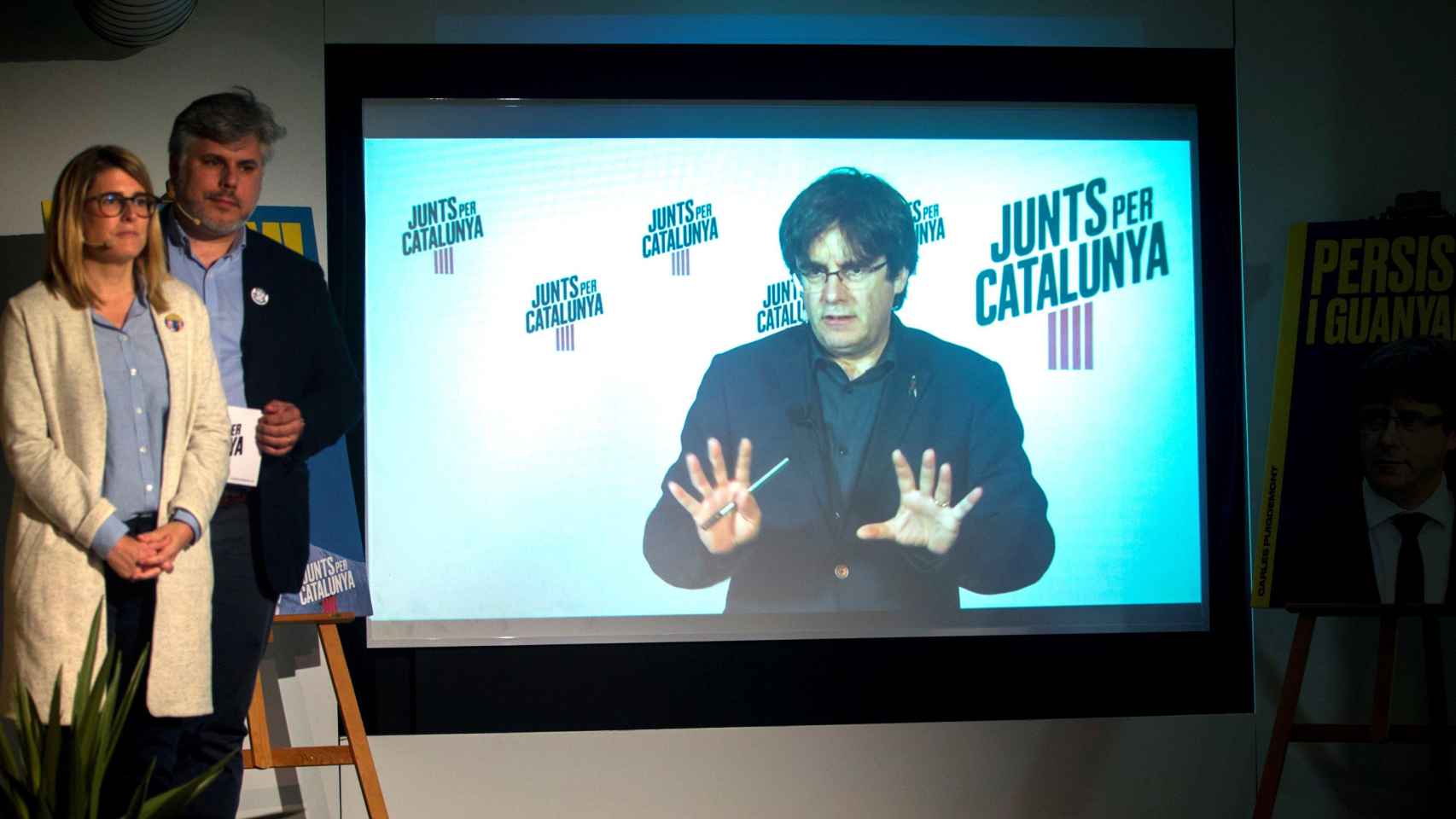 Carles Puigdemont (JxCat), una de las caras del 'procés', en un acto de campaña para las municipales y europeas / EFE