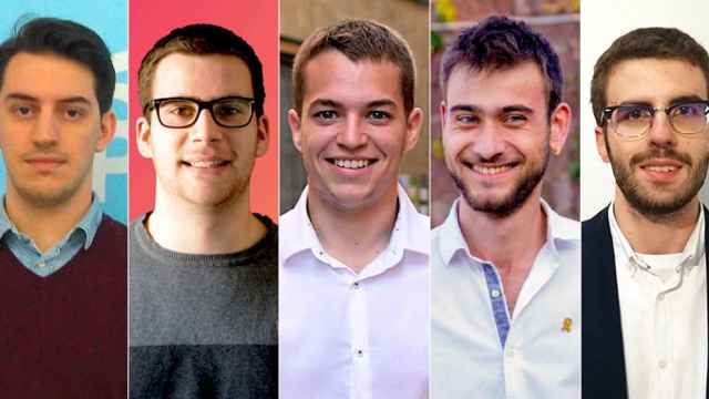 Los alcaldables menores de 25 años. De izquierda a derecha: Miquel Tarrada (PP), Bernat Catasús (JxCat), Ferran Verdejo (PSC), Víctor de León (ERC) y Pere Cuadros (Cs)