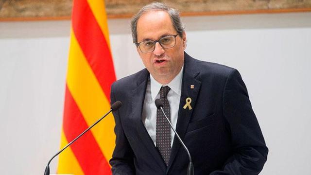 El presidente de la Generalitat, Quim Torra, comparece para hablar sobre los mensajes de jueces sobre el 'procés' / EFE