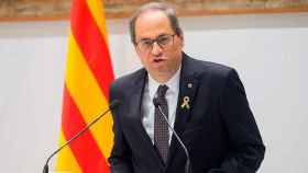 El presidente de la Generalitat, Quim Torra, comparece para hablar sobre los mensajes de jueces sobre el 'procés' / EFE