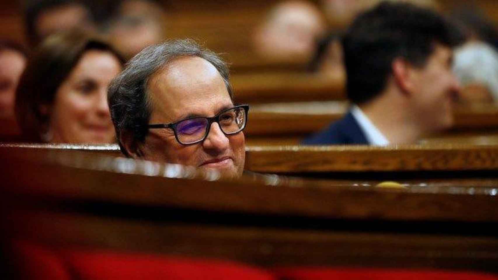 Quim Torra, candidato a presidir la Generalitat, ayer en el Parlamento catalán / EFE