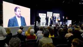 Un vídeo de Oriol Junqueras en un acto de campaña de ERC / EFE