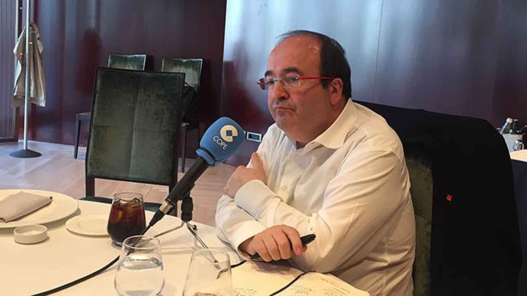 El primer secretario del PSC, Miquel Iceta, en una entrevista en COPE Catalunya / CG