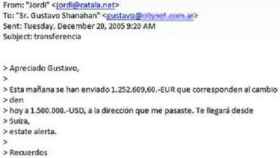 Mail enviado por Jordi Pujol júnior a su socio argentino