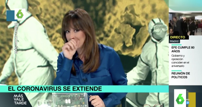 Mamen Mendizábal sufre un tremendo ataque de tos hablando del coronavirus / ATRESMEDIA