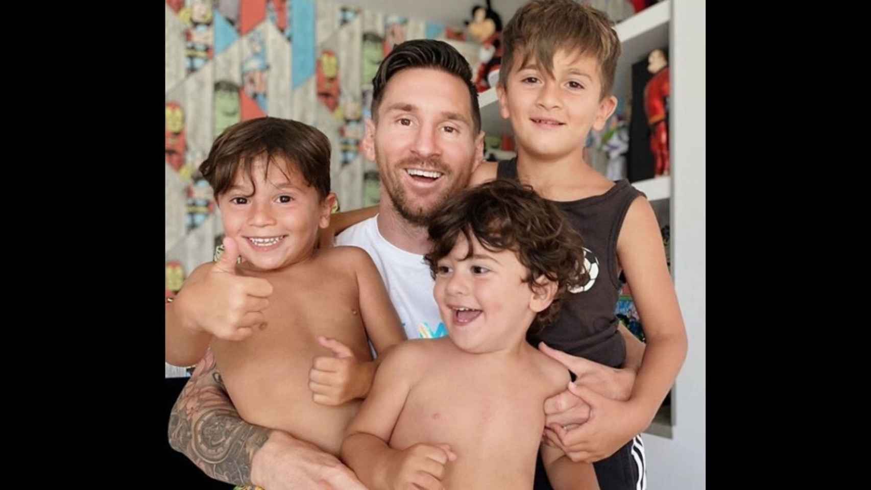 Leo Messi, junto a sus tres hijos | IG